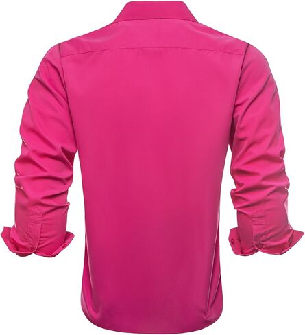 Dubulle Solid Mens Dress Shirt Satin Long Sleeve Business Casual Button Down Shirt with Pocket for Men in Kuwait