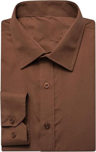 قميص Dubulle سادة للرجال من الساتان بأكمام طويلة، قميص كاجوال للعمل بأزرار سفلية مع جيب للرجال in Kuwait