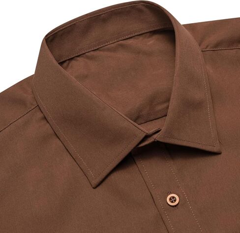 قميص Dubulle سادة للرجال من الساتان بأكمام طويلة، قميص كاجوال للعمل بأزرار سفلية مع جيب للرجال in Kuwait