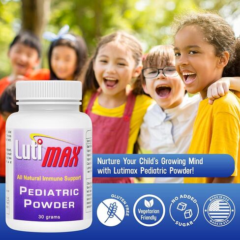 Lutimax Pediatric Powder Brain Supplement with Luteolin & Rutin - Kids Memory, Focus, Muscle & Immune Support Brain Supplements - Nootropic Antioxidants - 100 Servings in Kuwait