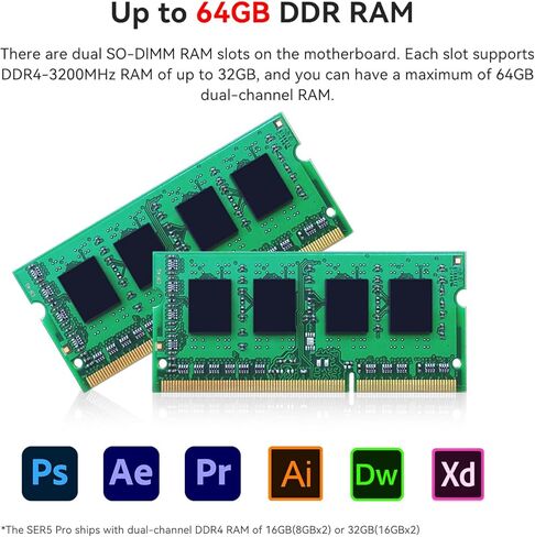 Beelink SER6 Mini PC, AMD Ryzen 9 6900HX(Up to 4.9GHz) 8C/16T, Mini Desktop Computer 16GB DDR5 RAM 500GB M.2 NVMe SSD, Small Gaming PC 4K@144Hz Triple Display/BT5.2/WiFi6/Office/Home/HTPC/W11 Pro in Kuwait