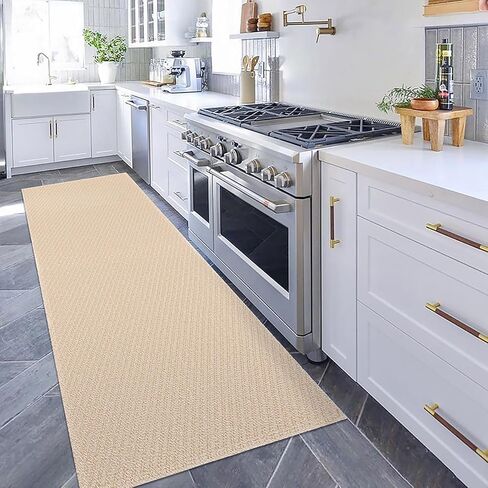 KOZYFLY Boho Runners for Hallways 2.6x8 ft Washable Hall Carpet Runner Rubber Backed Kitchen Rug Peach Beige Cotton Entryway Runner Indoor Floor Carpet for Hall Kitchen Entryway in Kuwait