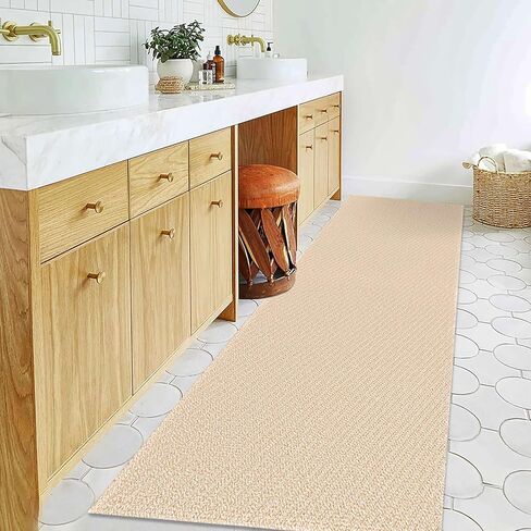 KOZYFLY Boho Runners for Hallways 2.6x8 ft Washable Hall Carpet Runner Rubber Backed Kitchen Rug Peach Beige Cotton Entryway Runner Indoor Floor Carpet for Hall Kitchen Entryway in Kuwait