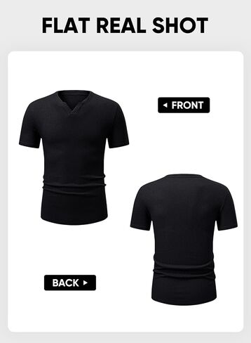 JMIERR Mens Waffle Cotton T Shirt V-Neck Henley Shirt Short Sleeve Work Casual Tee Shirts in Saudi Arabia