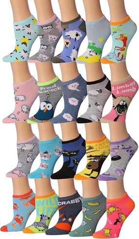 Tipi Toe Women's & Girls 20 Pairs Colorful Patterned Low Cut/No Show Socks in Saudi Arabia