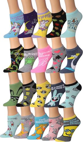 Tipi Toe Women's & Girls 20 Pairs Colorful Patterned Low Cut/No Show Socks in Saudi Arabia
