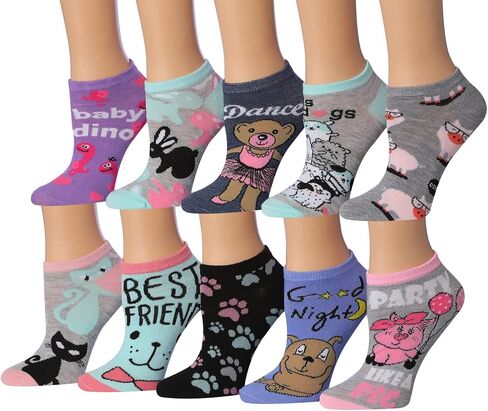 Tipi Toe Women's & Girls 20 Pairs Colorful Patterned Low Cut/No Show Socks in Saudi Arabia