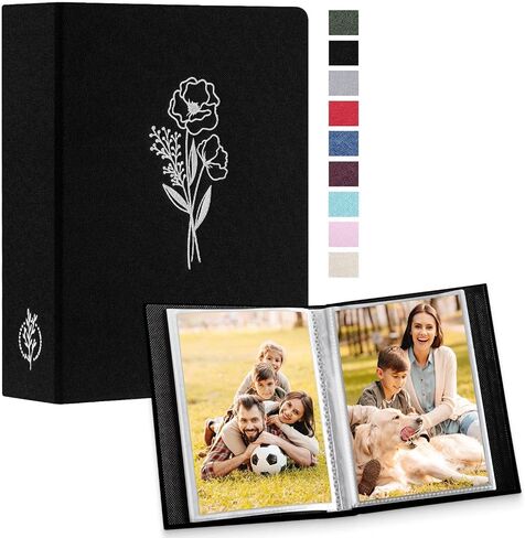 Lanpn Photo Album 4x6 100 Pictures 2 Packs, Small Mini Capacity Linen Photo Book Sets, Each Pack Holds 100 Top Loader Vertical Only Picture for Kids Boy Girls Black in Saudi Arabia