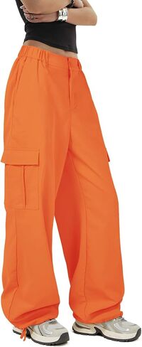 American Trends Cargo Pants النساء السراويل الفضفاضة Y2K السراويل المظلة مع جيوب متعددة السراويل خفيفة الوزن العصرية للمرأة in Kuwait