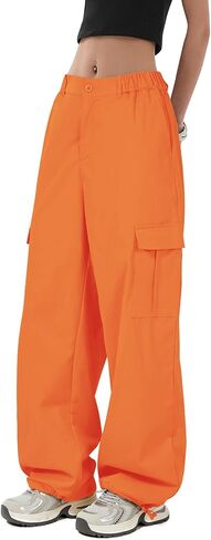 American Trends Cargo Pants النساء السراويل الفضفاضة Y2K السراويل المظلة مع جيوب متعددة السراويل خفيفة الوزن العصرية للمرأة in Kuwait