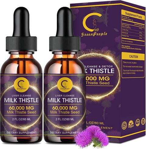 Milk Thistle Extract Drops for Liver Cleanse Detox & Repair, Liver Supplement with Dandelion Root, Artichoke and Turmeric, All-Natural Herbal Liver Support Supplement, Vegan, Non-GMO, 2 FL OZ in Saudi Arabia