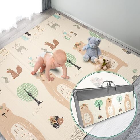 Sorbus Foldable Baby Play Mat, Kids Foam Mats for Floor with Travel Bag - Waterproof Foldable Play Mats for Babies, Infants, Toddlers, and Kids Playtime & Tummy Time 78x70x0.4 (Road Trip Route) in Kuwait