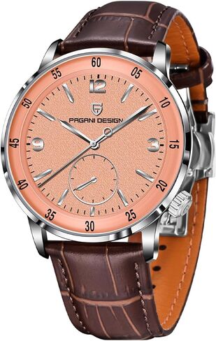 Pagani Design Men's Automatic Watch 42MM Large Dial Mechanical Movement Stainless Steel Bezel Sapphire Glass Lens 100M Waterproof Simple Easy to Read Casual Business Leather Strap in Kuwait
