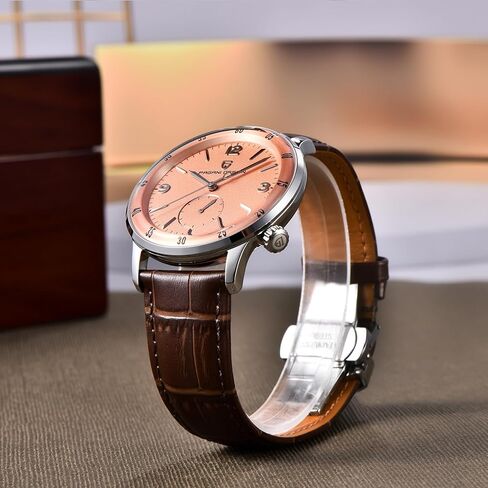 Pagani Design Men's Automatic Watch 42MM Large Dial Mechanical Movement Stainless Steel Bezel Sapphire Glass Lens 100M Waterproof Simple Easy to Read Casual Business Leather Strap in Kuwait