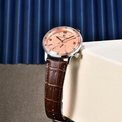 Pagani Design Men's Automatic Watch 42MM Large Dial Mechanical Movement Stainless Steel Bezel Sapphire Glass Lens 100M Waterproof Simple Easy to Read Casual Business Leather Strap in Kuwait