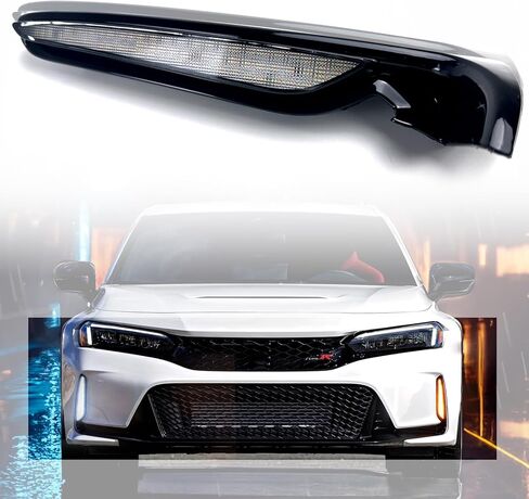 مصباح ضباب LED مناسب لسيارة Honda Civic Type R 2024 2025 ملحقات إضاءة النهار مع LED DRL أبيض - إشارة انعطاف متتابعة كهرمانية in Kuwait