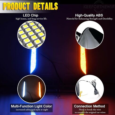 مصباح ضباب LED مناسب لسيارة Honda Civic Type R 2024 2025 ملحقات إضاءة النهار مع LED DRL أبيض - إشارة انعطاف متتابعة كهرمانية in Kuwait