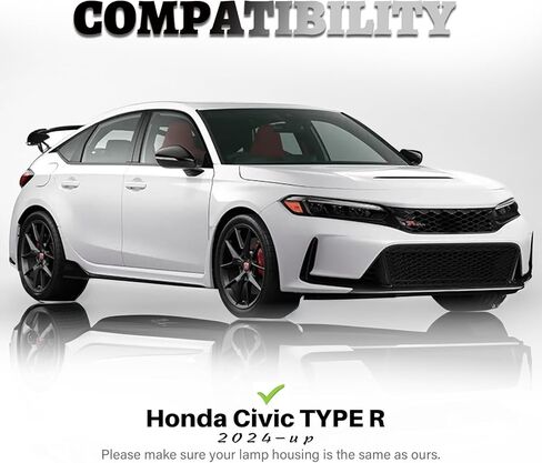 مصباح ضباب LED مناسب لسيارة Honda Civic Type R 2024 2025 ملحقات إضاءة النهار مع LED DRL أبيض - إشارة انعطاف متتابعة كهرمانية in Kuwait