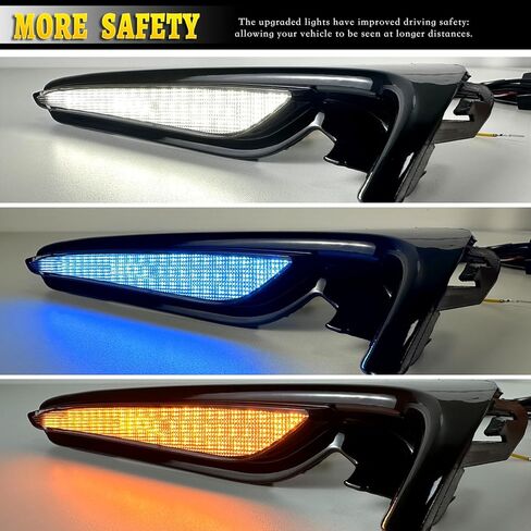 مصباح ضباب LED مناسب لسيارة Honda Civic Type R 2024 2025 ملحقات إضاءة النهار مع LED DRL أبيض - إشارة انعطاف متتابعة كهرمانية in Kuwait