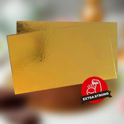 8 inch Round, 2-sides Gold/Black Rectangle Solid Food-Graded Sturdy Cake Boards, 2mm Thick (12-Pack) in Saudi Arabia