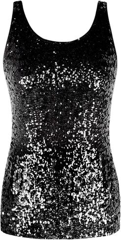 PrettyGuide Women Sparkly Sequin Tank Top Shimmer Glam Art Deco Rave Party Vest Tops in Kuwait