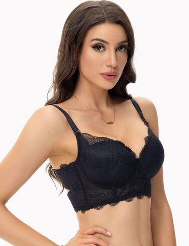 Longline Plus Size Bra Lace Lightly Padded Supportive Underwire Bralette for Large Breasts Women in Saudi Arabia