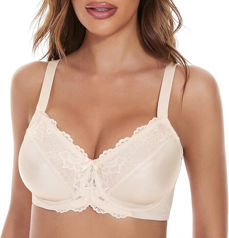 sheroine Underwire Lace Floral Women's Unlined Bra Minimizer Full Coverage Non Padded Everyday Bras in Saudi Arabia