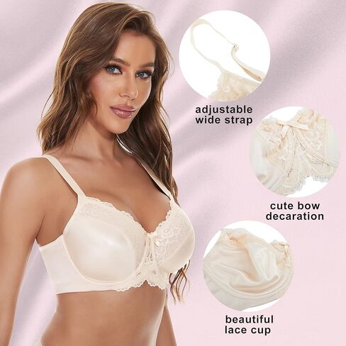 sheroine Underwire Lace Floral Women's Unlined Bra Minimizer Full Coverage Non Padded Everyday Bras in Saudi Arabia