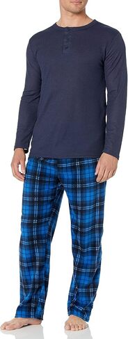 Essentials by Seven Apparel Men's Long-Sleeve Top and Fleece Bottom Pajama Set in Saudi Arabia