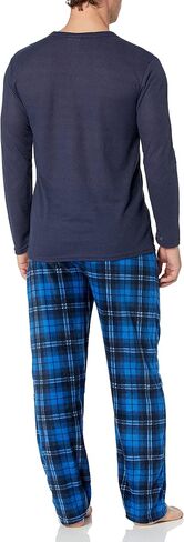 Essentials by Seven Apparel Men's Long-Sleeve Top and Fleece Bottom Pajama Set in Saudi Arabia