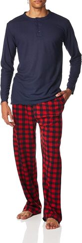 Essentials by Seven Apparel Men's Long-Sleeve Top and Fleece Bottom Pajama Set in Saudi Arabia
