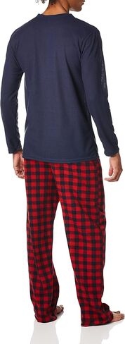 Essentials by Seven Apparel Men's Long-Sleeve Top and Fleece Bottom Pajama Set in Saudi Arabia
