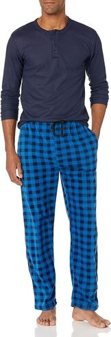 Essentials by Seven Apparel Men's Long-Sleeve Top and Fleece Bottom Pajama Set in Saudi Arabia
