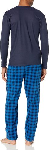 Essentials by Seven Apparel Men's Long-Sleeve Top and Fleece Bottom Pajama Set in Saudi Arabia