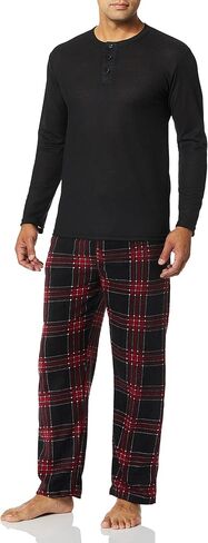 Essentials by Seven Apparel Men's Long-Sleeve Top and Fleece Bottom Pajama Set in Saudi Arabia