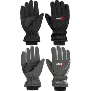 Lewtemi 2 Pairs Mens Snow Gloves Waterproof Winter Ski Gloves Mittens Warm Insulation Snowboarding Gloves for Cold Weather