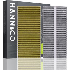 HANN&CO Set of 2 Pieces HEPA Grade Activated Carbon High Flow Cabin Air Filter，Adopts Silver ion Technology，50% Longer Service Life，Suitable For Armada ；TITAN；QX56 Replacement CF10388，CP388（HCC1036-Y）