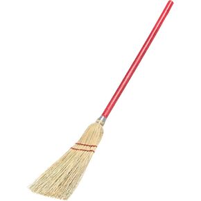 Flo-Pac Lobby Broom Corn Broom, Short Broom for Kitchen, Restaurants, Home, 34 Inches, Red, (Pack of 12)