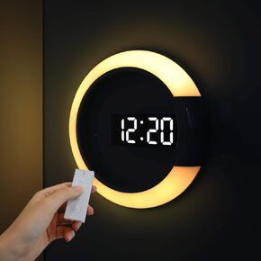 mooas Moodlight Dual Mirror Clock, 7 Color nightlight, 2 LED Colors (White/Orange), Adjustable LED Brightness, 12/24H Mode, Temperature Display, Alarm & Snooze, LED Clock with Remote Control