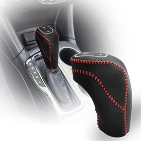 Gear Shift Knob Cover Compatible with Chevy Premium Leather Protective Cover for Equinox 2016-2021 for Malibu 2016-2020 for Cruze 2016-2019,Automatic Internal Accessories(Black Thread)