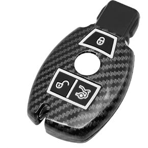 TANGSEN Smart Key Fob Case Cover Compatible with Mercedes Benz A B C CLA CLS E G GL GLA GLC GLE GLK GLS GT M R SLK SLS Class Viano 2 3 Button Keyless Entry Remote 3D Carbon Fiber Plastic Emboss