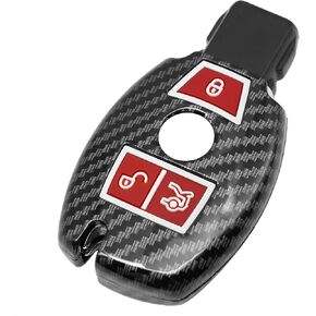 TANGSEN Smart Key Fob Case Cover Compatible with Mercedes Benz A B C CLA CLS E G GL GLA GLC GLE GLK GLS GT M R SLK SLS Class Viano 2 3 Button Keyless Entry Remote 3D Carbon Fiber Plastic Emboss