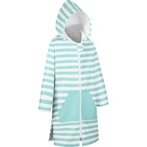 MissShorthair Kids' Hooded Towel Poncho with Zipper Beach Cover-Up with Pocket Swim Towel Robe for Boys & Girls