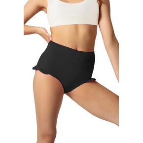 Haloumoning Girls Athletic Ruffle Shorts High Waisted Yoga Dance Shorts Comfy Gymnastics Shorts Briefs 4-14Y