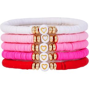 Surfer Heishi Bracelets Set for Women Stackable Gold Clay Ploymer Bead Stretch Bracelets Summer Beach Layering Black Bracelets Jewelry in Kuwait