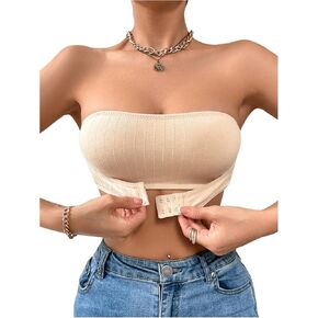 GORGLITTER Women's Bandeau Bralette Seamless Front Buckle Non-Slip Comfortable Strapless Bra