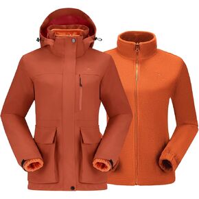 CAMEL CROWN Women's Ski Jacket 3 in 1 Winter Jacket Waterproof Jacket Windbreaker Snow Coat with Inner Warm Fleece Coat