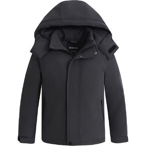 Wantdo Boy's Waterproof Ski Jacket Quilted Winter Coat Warm Fleece Puffer Jacket Mountain Windbreaker