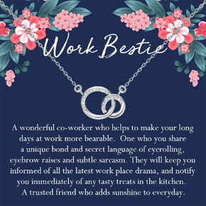 ENSIANTH Work Bestie Gift Coworker Leaving Necklace Best Work Friend Gift Friendship Necklace Gift for Coworker