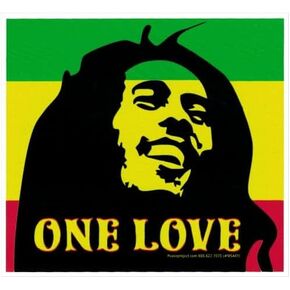 One Love Bob Marley Reggae Rasta Colors Small Bumper Sticker Decal for Cars, Laptops, Bikes, Helmets, Skateboards, Lockers 3.38-by-3.13 Inches (Vinyl Sticker)